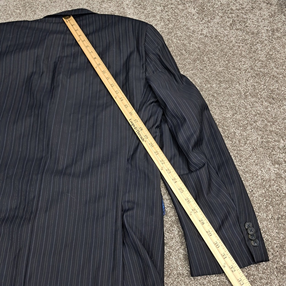 Jean John Mens Wool Pinstripe Suit 3-Button Blazer Pleated Cuffed Pants 36x32 - Picture 9 of 16